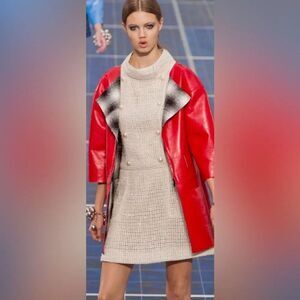 Chanel Red Leather Women's Jacket, S